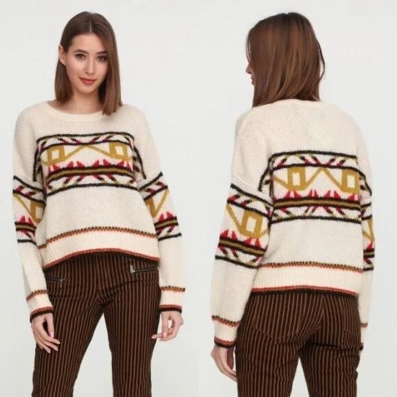 Scotch & Soda Sweaters - Scotch & Soda Womens Nordic Fair Isle Alpaca Blend Cropped Knit Sweater Size S